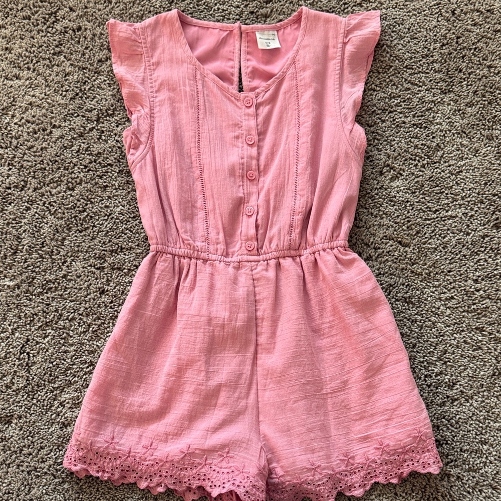 abercrombie kids Pink Cotton Eyelet Romper